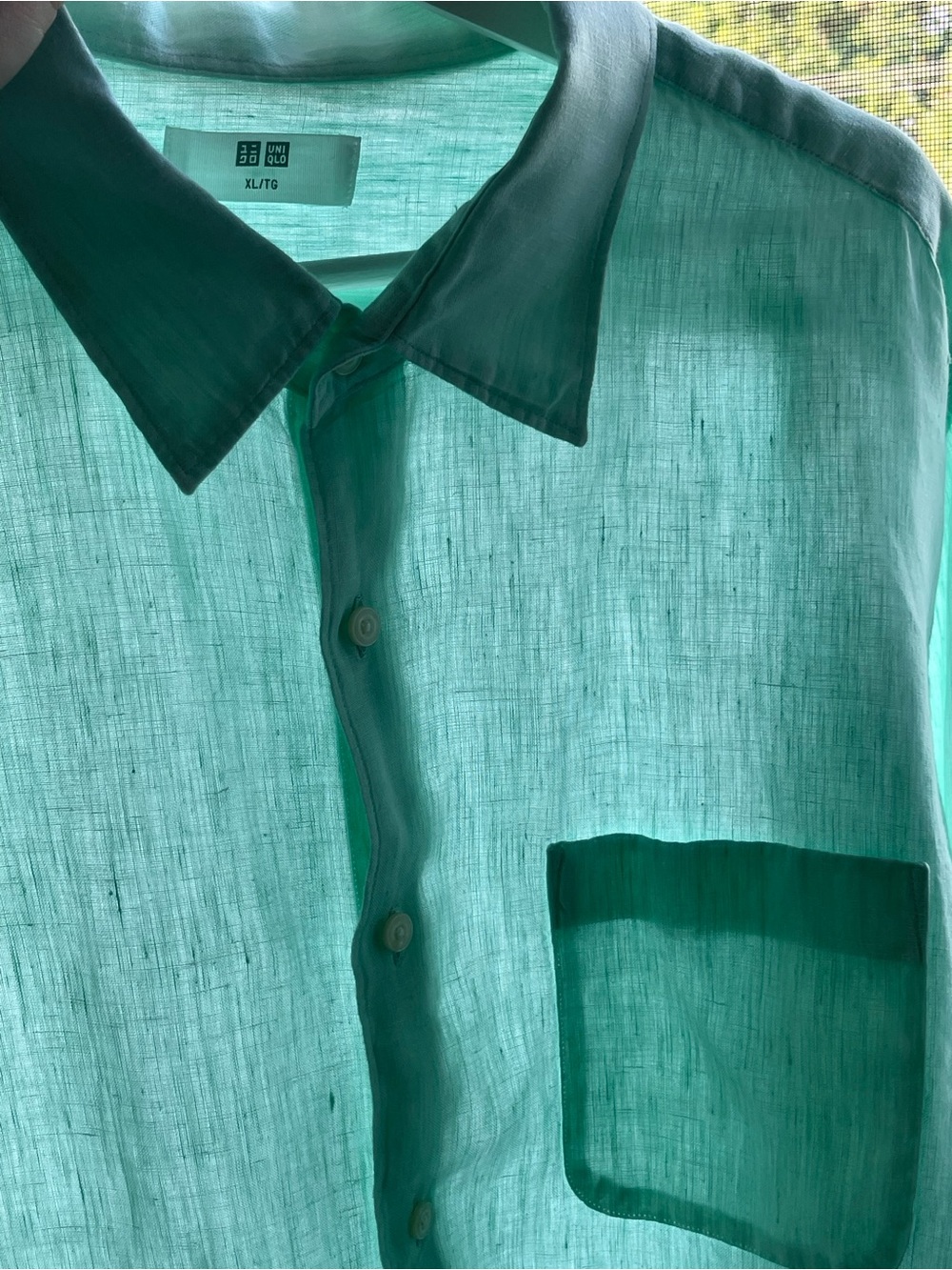 NEW Uniqlo Light Mint Button-Down Long Sleeve Shirt Unisex Short length Casual - Picture 12 of 12